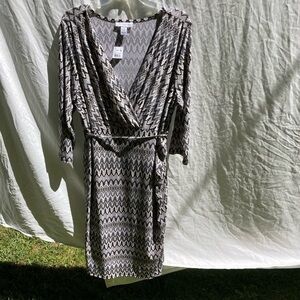 Motherhood Maternity Dress Nwt Gray Black And White Design, Size Xl